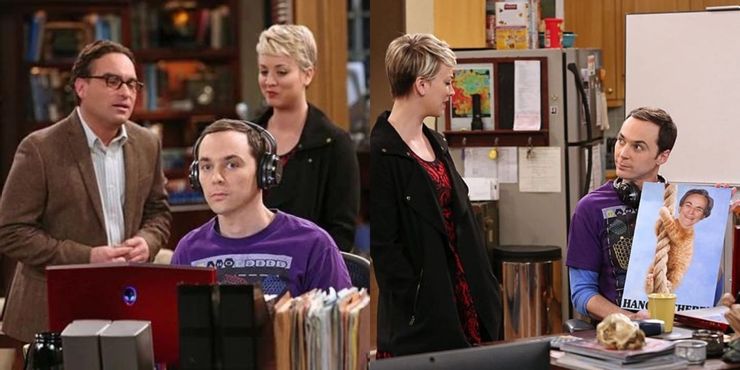 Penny with Sheldon and Leonard